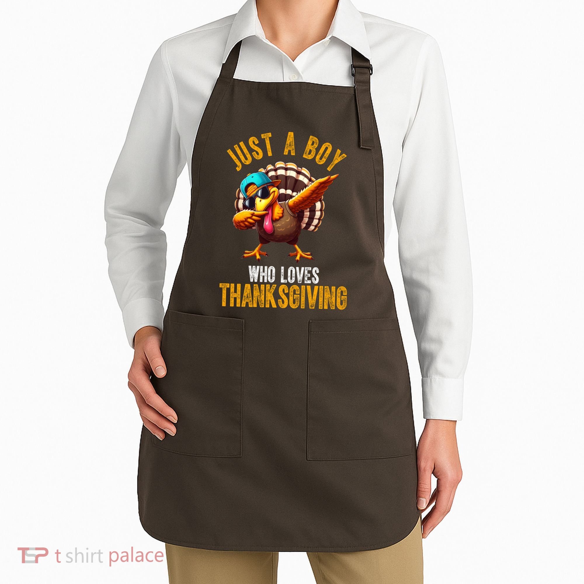 Just A Boy Who Loves Thanksgiving Turkey Dab Apron