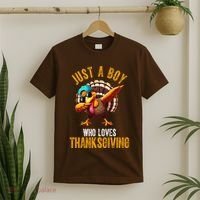 Just A Boy Who Loves Thanksgiving Turkey Dab T-Shirt thumb 2