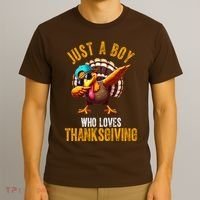 Just A Boy Who Loves Thanksgiving Turkey Dab T-Shirt thumb 3