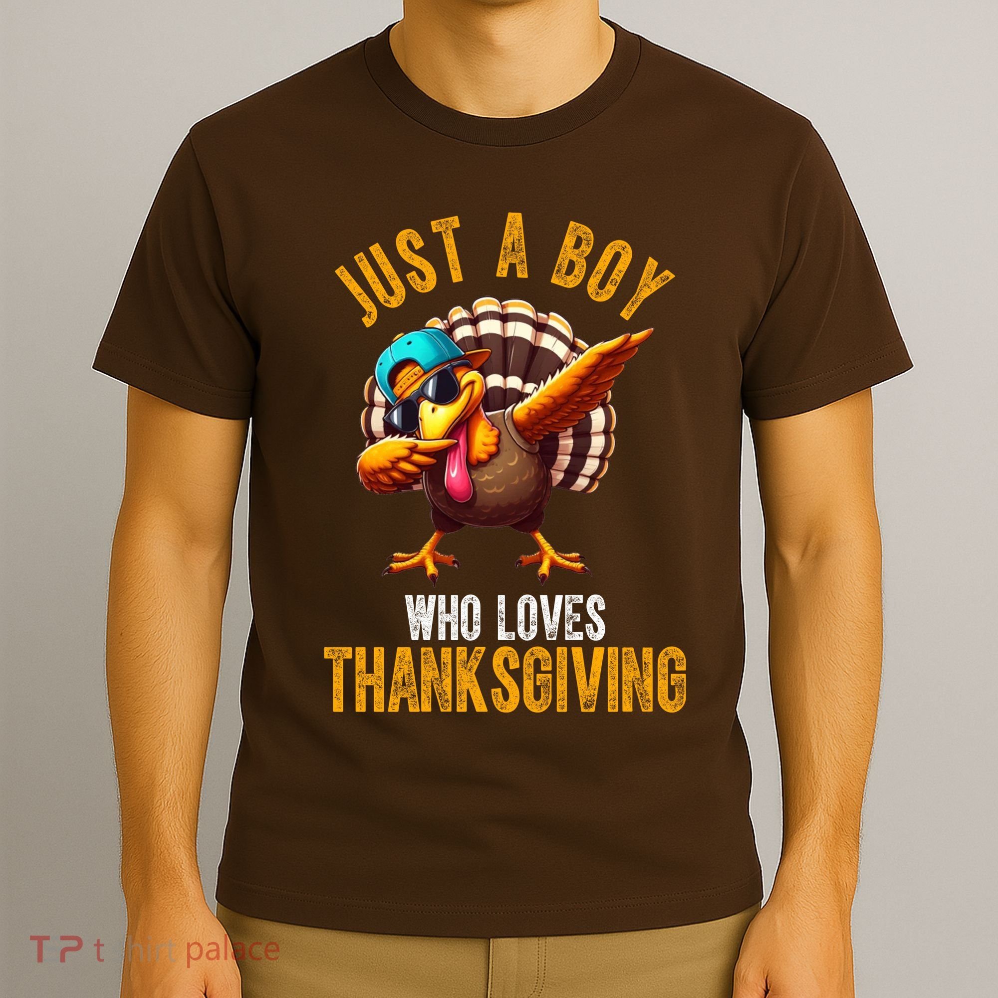 Just A Boy Who Loves Thanksgiving Turkey Dab T-Shirt