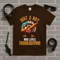 Just A Boy Who Loves Thanksgiving Turkey Dab T-Shirt thumb 5