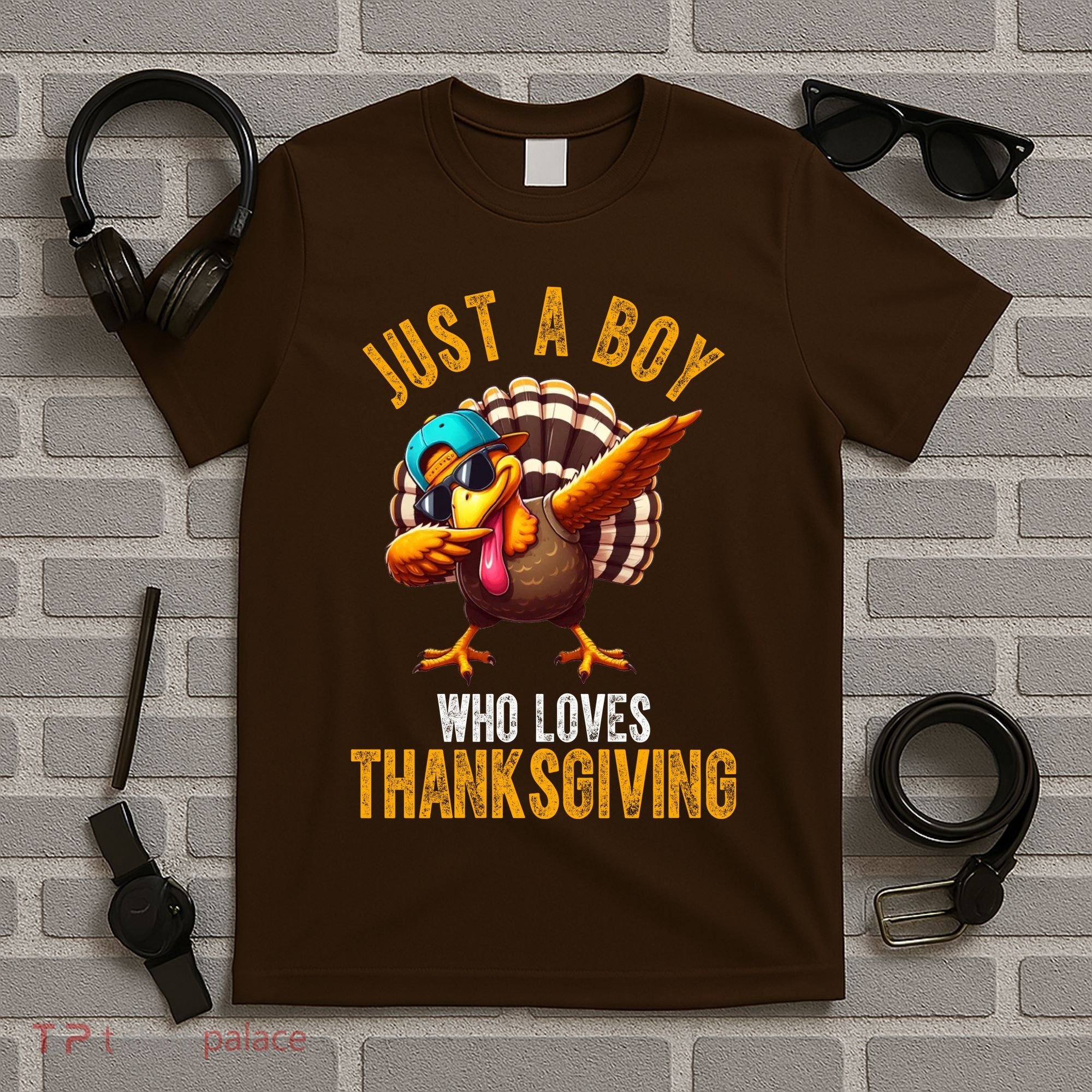 Just A Boy Who Loves Thanksgiving Turkey Dab T-Shirt
