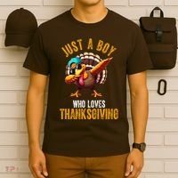 Just A Boy Who Loves Thanksgiving Turkey Dab T-Shirt thumb 6