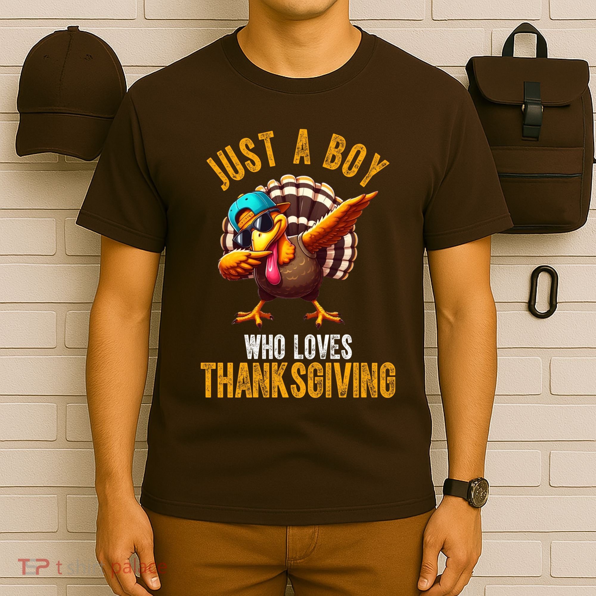 Just A Boy Who Loves Thanksgiving Turkey Dab T-Shirt