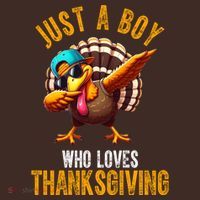 Just A Boy Who Loves Thanksgiving Turkey Dab Mousepad thumb 1