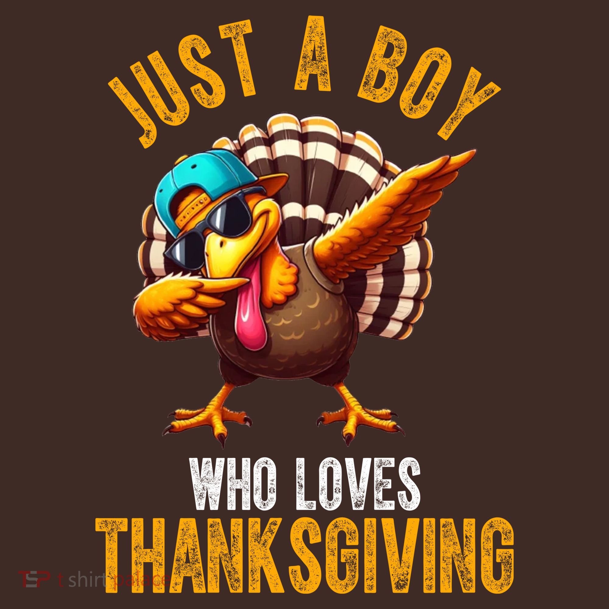 Just A Boy Who Loves Thanksgiving Turkey Dab Kids Hoodie