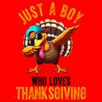 Just A Boy Who Loves Thanksgiving Turkey Dab Santa Hat thumb 1