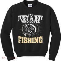 Just A Boy Who Loves Fishing Kids Sweatshirt thumb 0