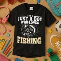 Just A Boy Who Loves Fishing Kids T-Shirt thumb 3