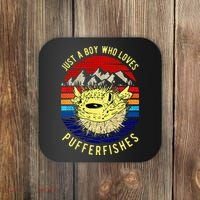 Just A Boy Who Loves Pufferfishes Puffer Fish Coaster thumb 0
