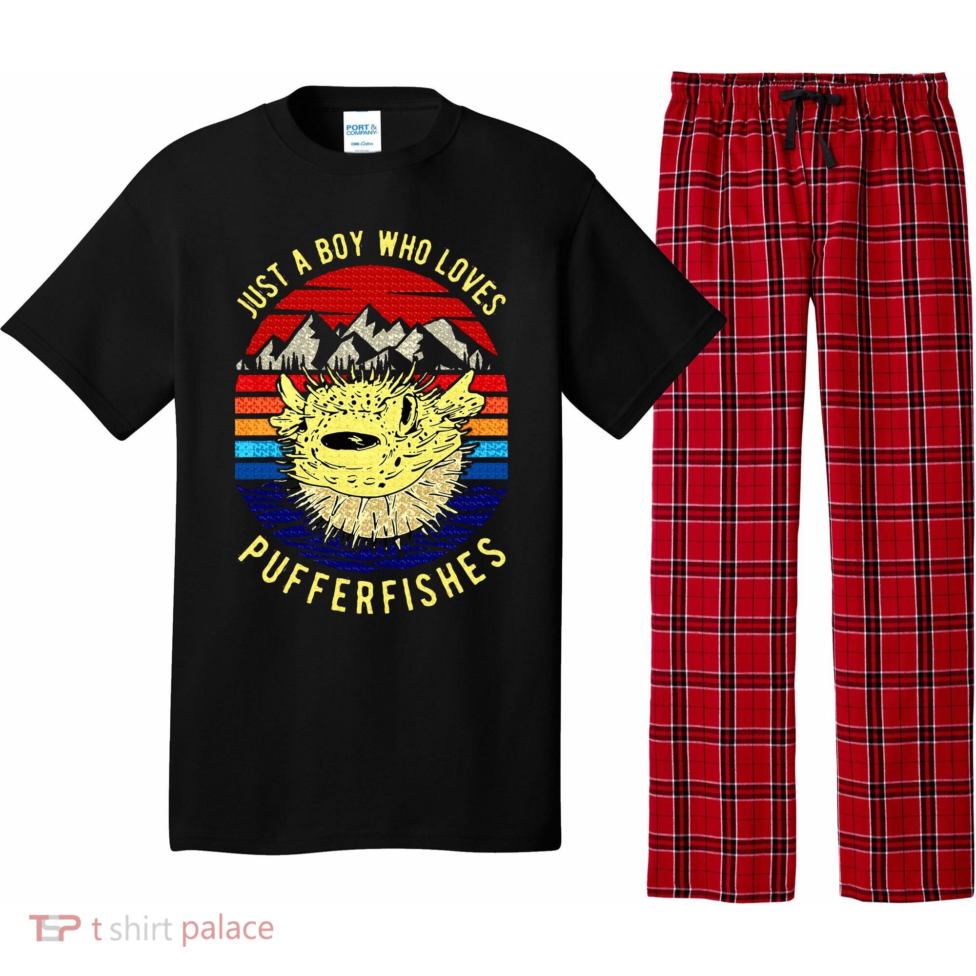 Just A Boy Who Loves Pufferfishes Puffer Fish Pajama Set