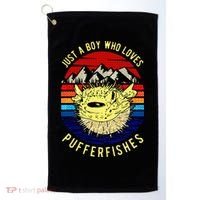 Just A Boy Who Loves Pufferfishes Puffer Fish Golf Towel thumb 0