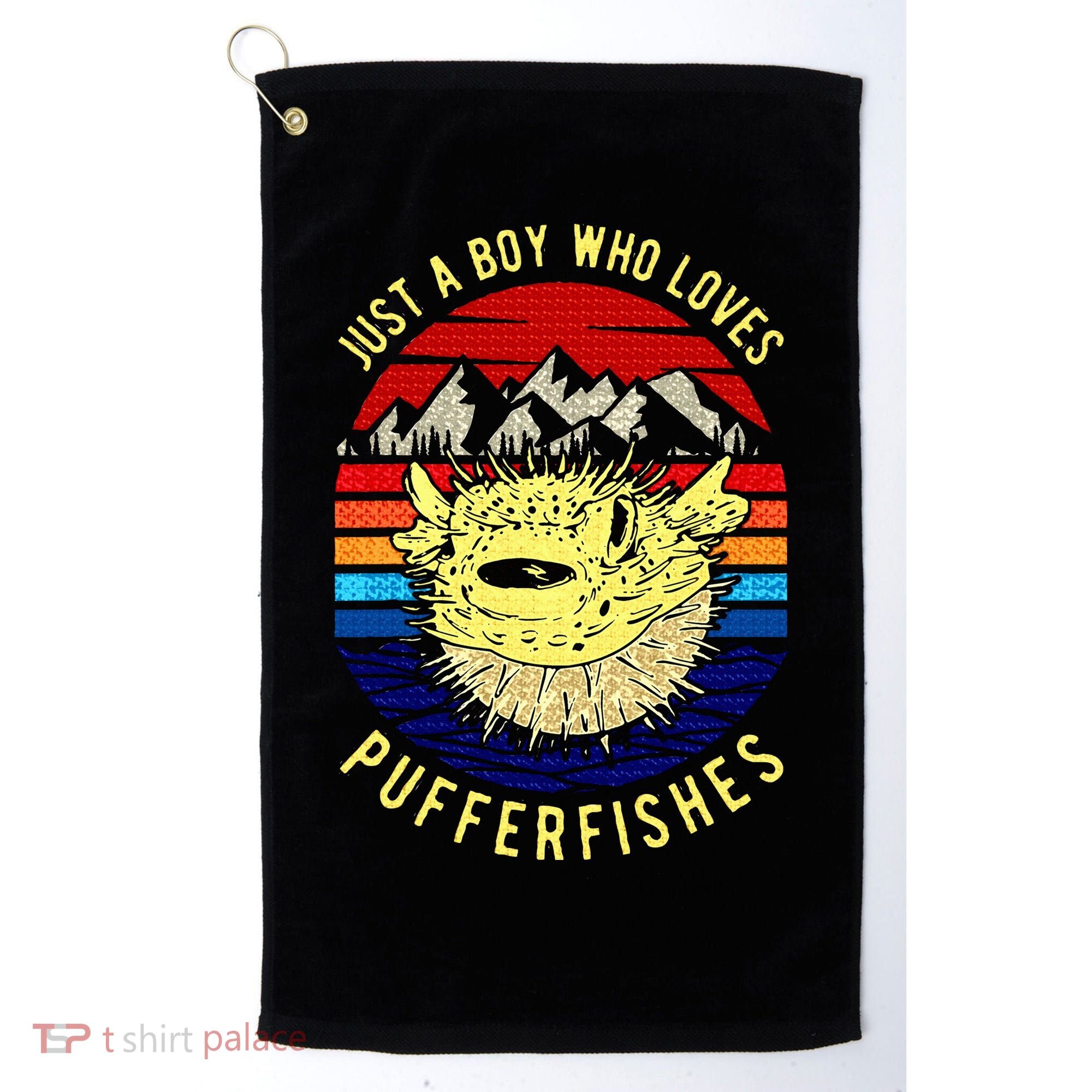 Just A Boy Who Loves Pufferfishes Puffer Fish Golf Towel