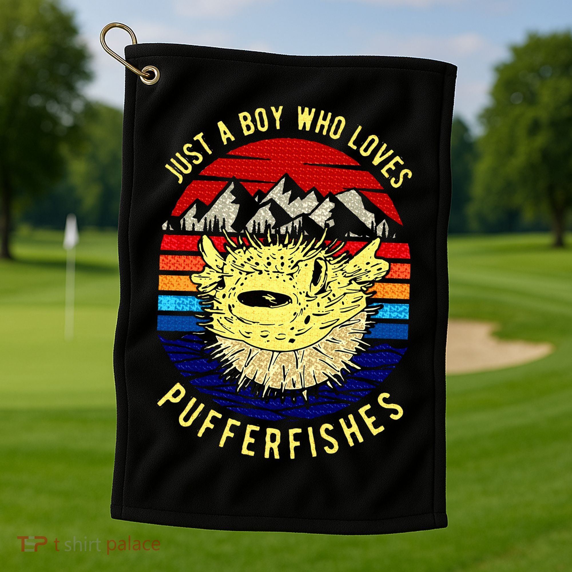 Just A Boy Who Loves Pufferfishes Puffer Fish Golf Towel