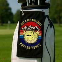 Just A Boy Who Loves Pufferfishes Puffer Fish Golf Towel thumb 2