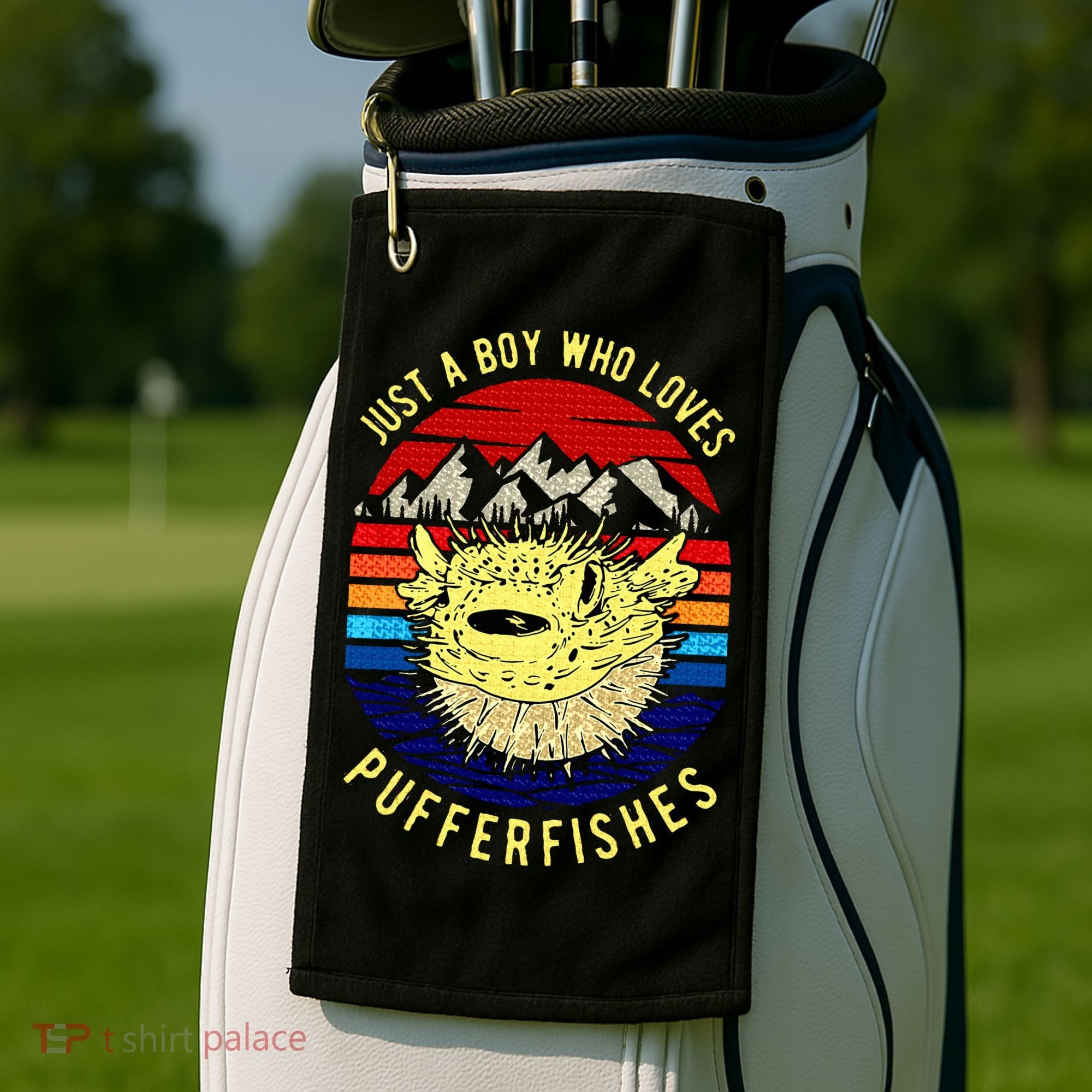 Just A Boy Who Loves Pufferfishes Puffer Fish Golf Towel