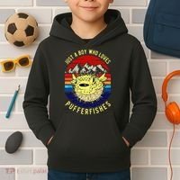 Just A Boy Who Loves Pufferfishes Puffer Fish Kids Hoodie thumb 2