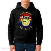 Just A Boy Who Loves Pufferfishes Puffer Fish Kids Hoodie thumb 4