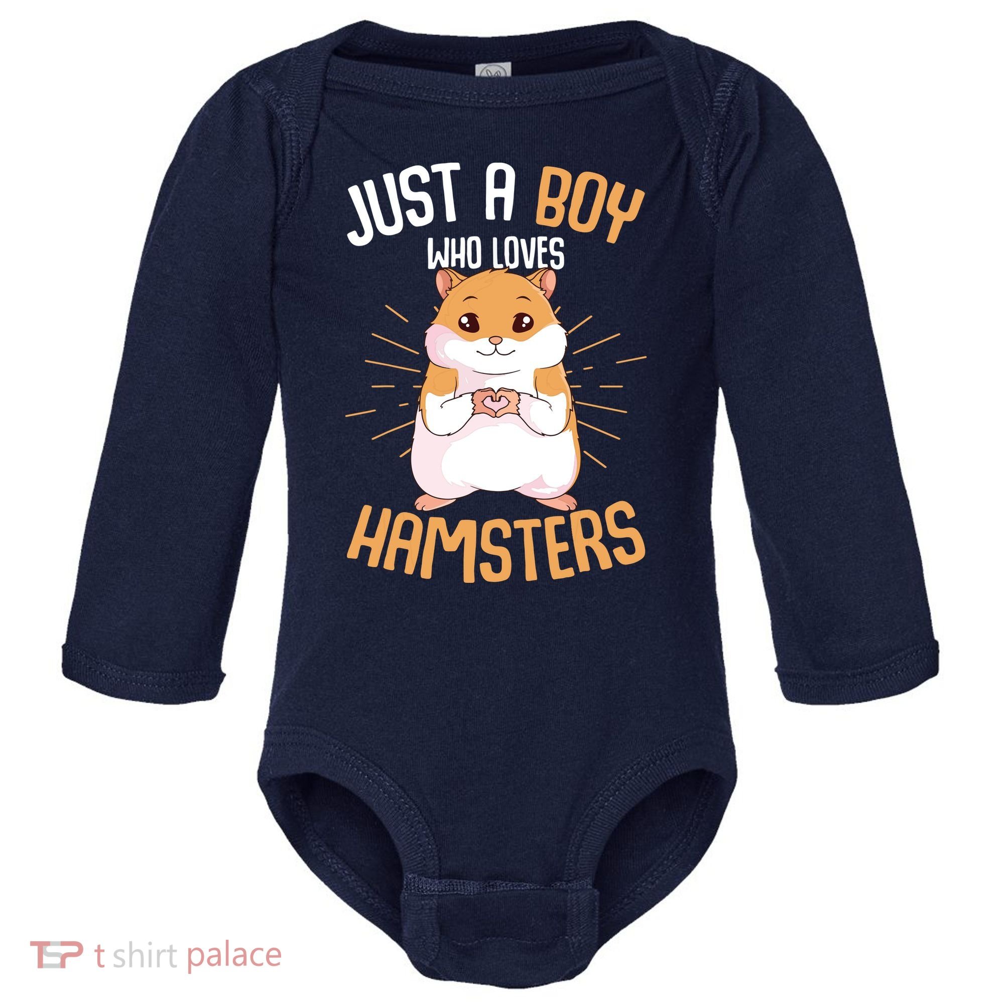 Just A Boy Who Loves Hamsters Hammy Boy Hamster Lover Baby Long Sleeve Bodysuit