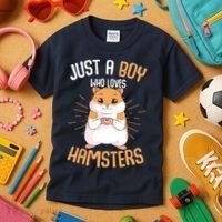 Just A Boy Who Loves Hamsters Hammy Boy Hamster Lover Kids T-Shirt thumb 3