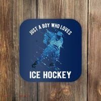 Just A Boy Who Loves Ice Hockey Coaster thumb 0