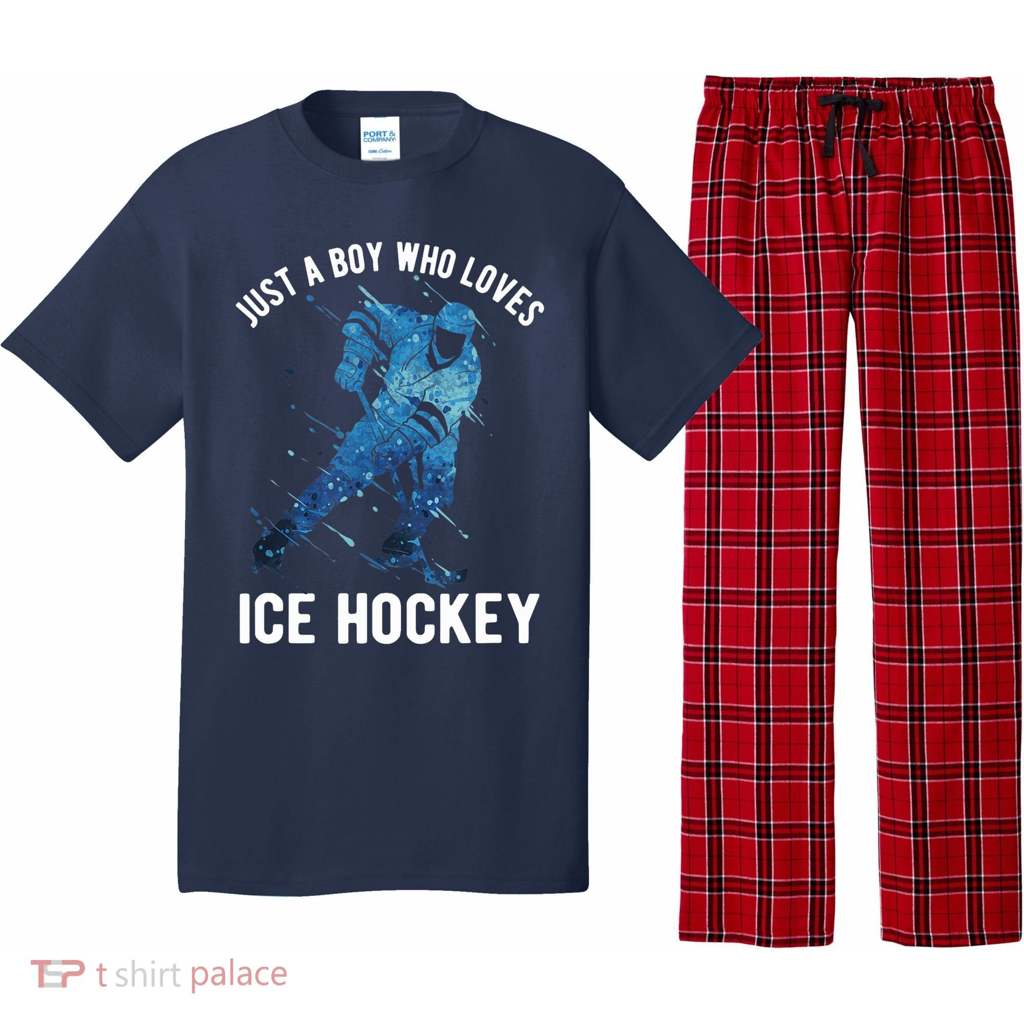 Just A Boy Who Loves Ice Hockey Pajama Set