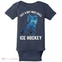 Just A Boy Who Loves Ice Hockey Baby Bodysuit thumb 0