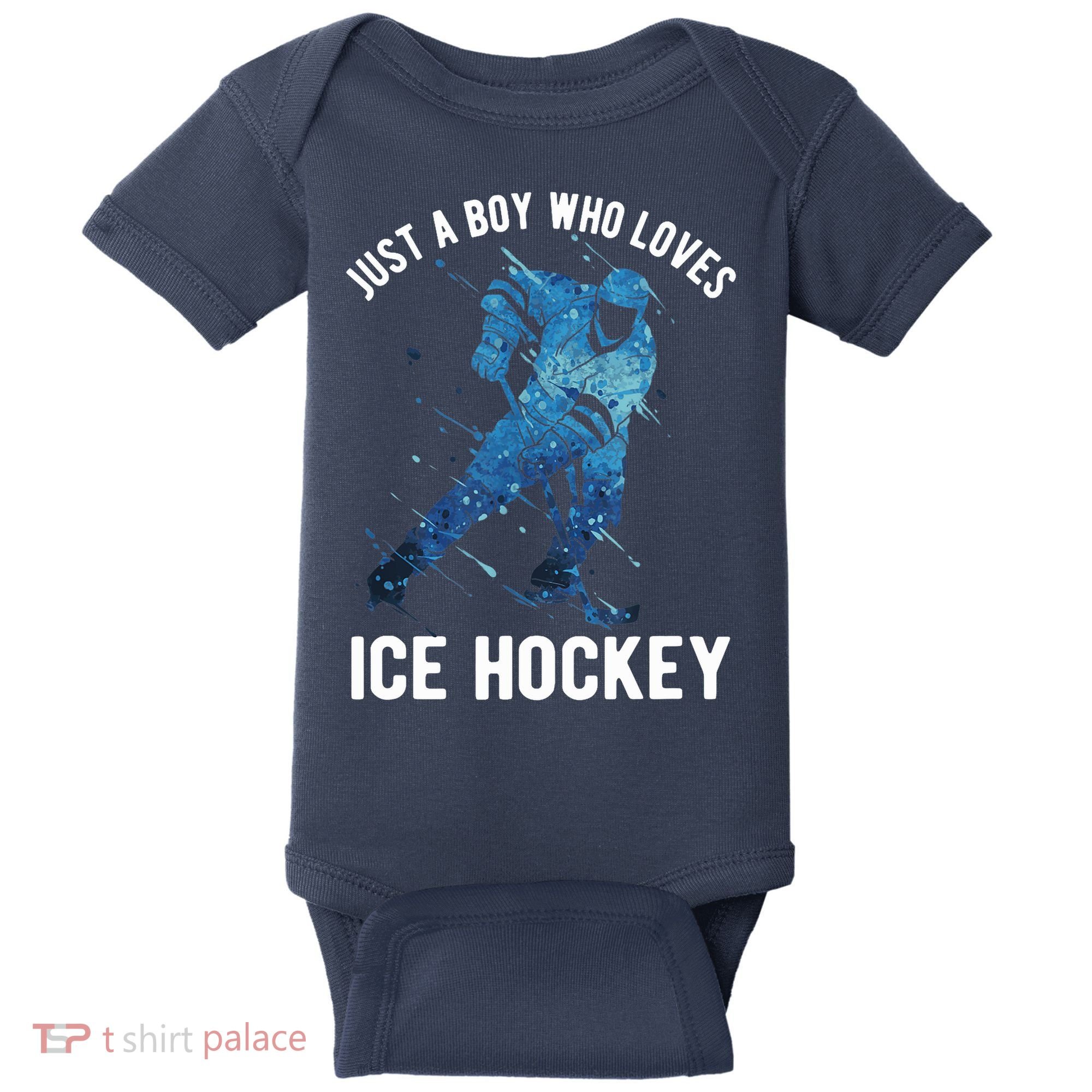 Just A Boy Who Loves Ice Hockey Baby Bodysuit