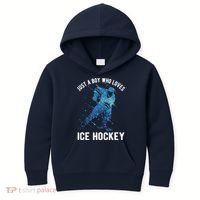 Just A Boy Who Loves Ice Hockey Kids Hoodie thumb 0