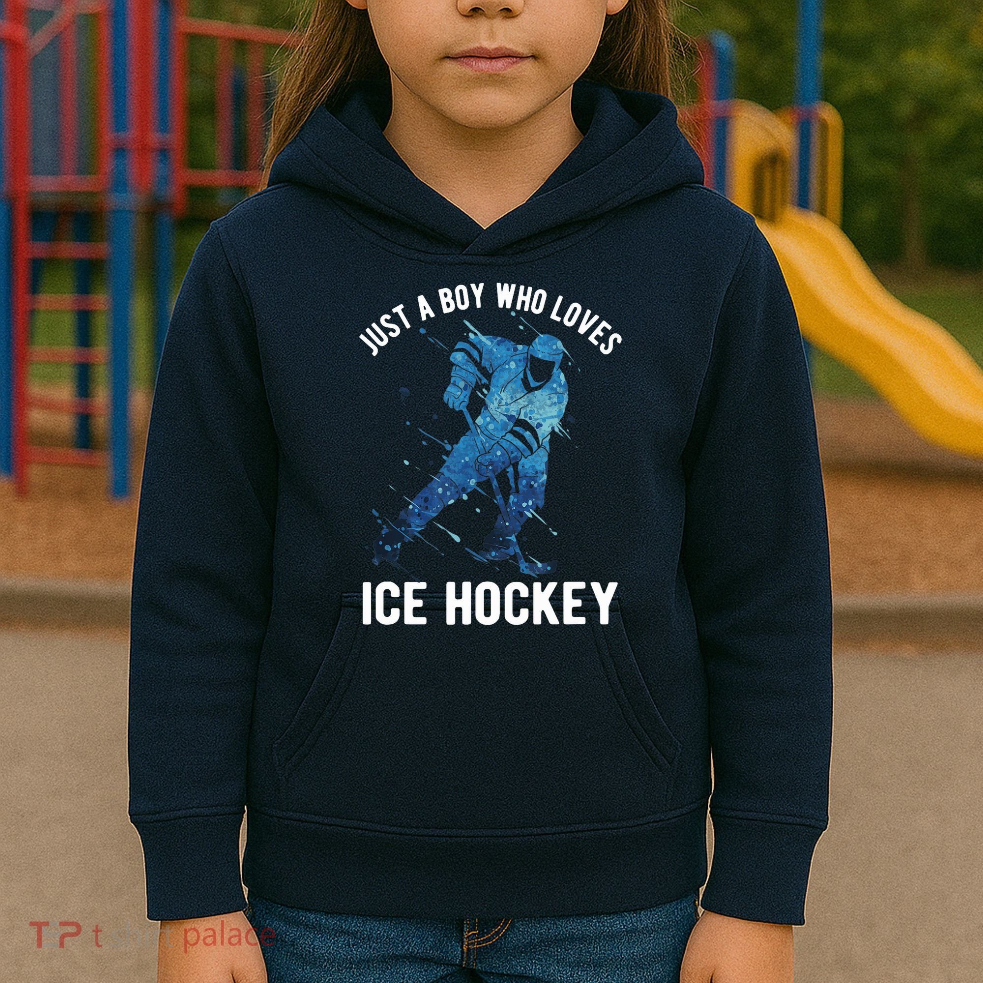 Just A Boy Who Loves Ice Hockey Kids Hoodie