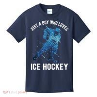 Just A Boy Who Loves Ice Hockey Kids T-Shirt thumb 0