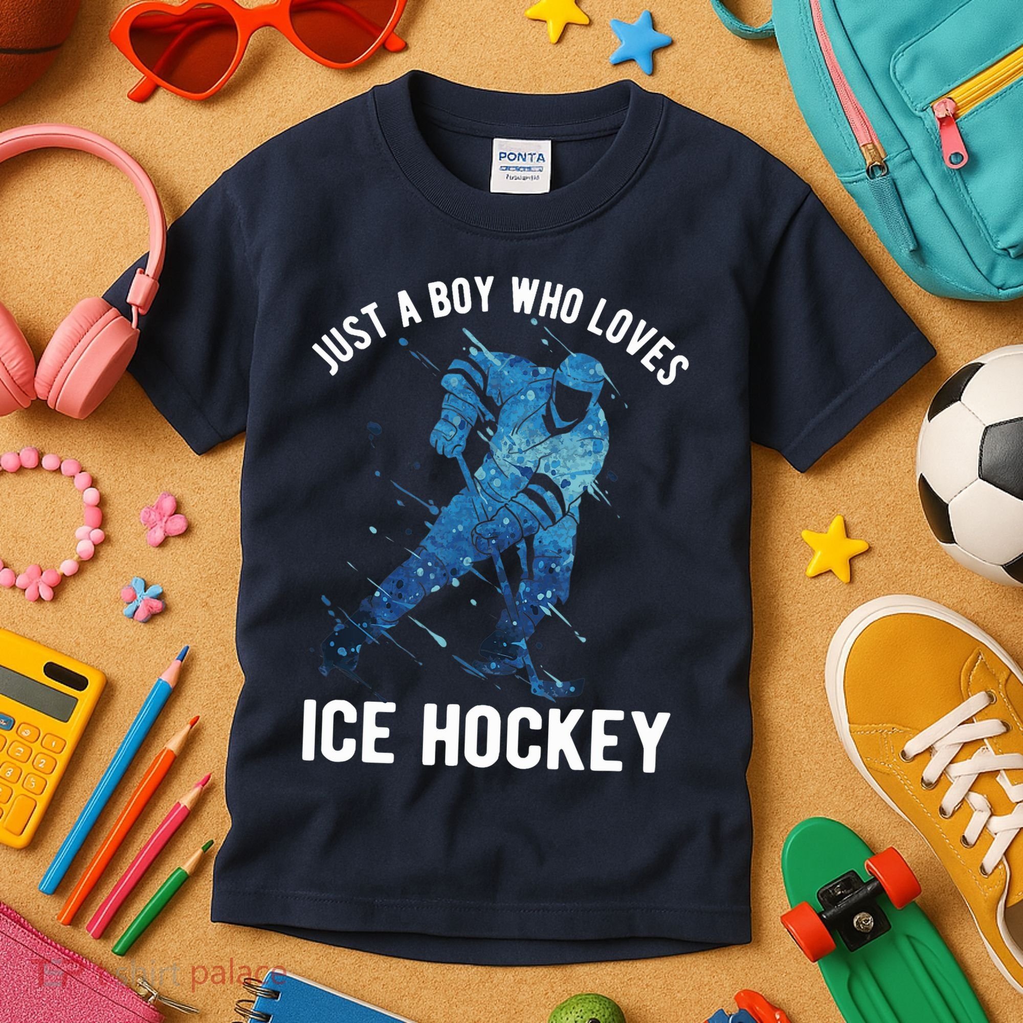 Just A Boy Who Loves Ice Hockey Kids T-Shirt