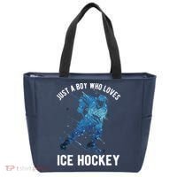 Just A Boy Who Loves Ice Hockey Tote Bag thumb 0