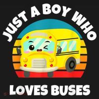 Just A Boy Who Loves Buses Birthday Yellow School Bus Lover T-Shirt thumb 7