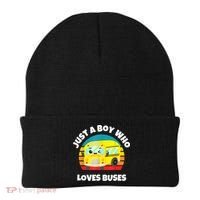 Just A Boy Who Loves Buses Birthday Yellow School Bus Lover Beanie thumb 0