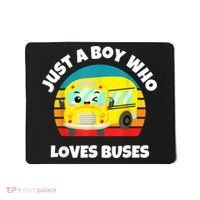 Just A Boy Who Loves Buses Birthday Yellow School Bus Lover Mousepad thumb 0