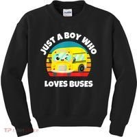 Just A Boy Who Loves Buses Birthday Yellow School Bus Lover Kids Sweatshirt thumb 0