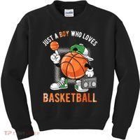 Just A Boy Who Loves Basketball Kids Sweatshirt thumb 0
