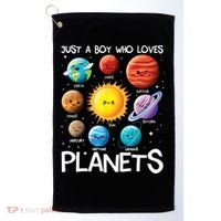 Just A Boy Who Loves Planets Solar System Space Science Gift Golf Towel thumb 0