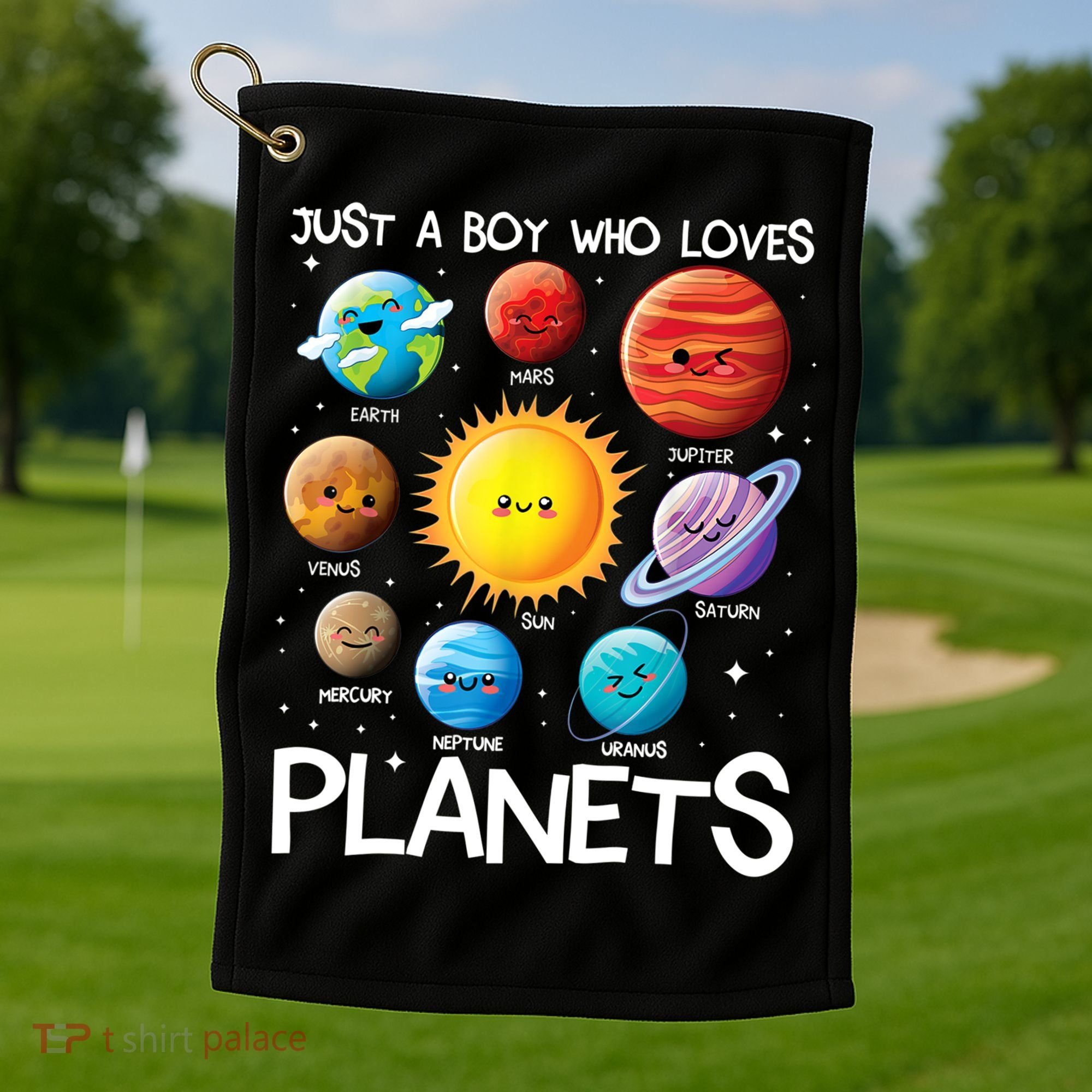 Just A Boy Who Loves Planets Solar System Space Science Gift Golf Towel