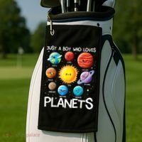 Just A Boy Who Loves Planets Solar System Space Science Gift Golf Towel thumb 2