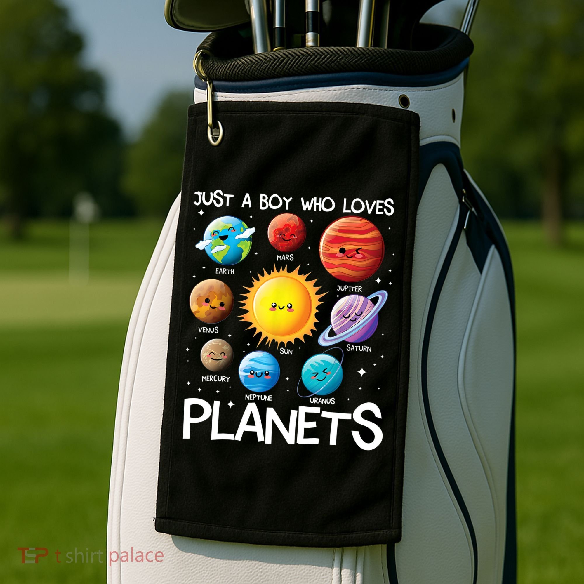 Just A Boy Who Loves Planets Solar System Space Science Gift Golf Towel