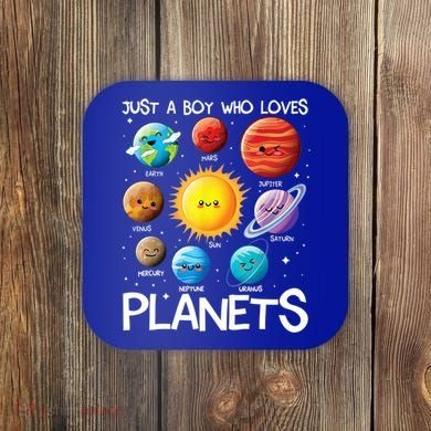 Just A Boy Who Loves Planets Solar System Space Science Gift Coaster