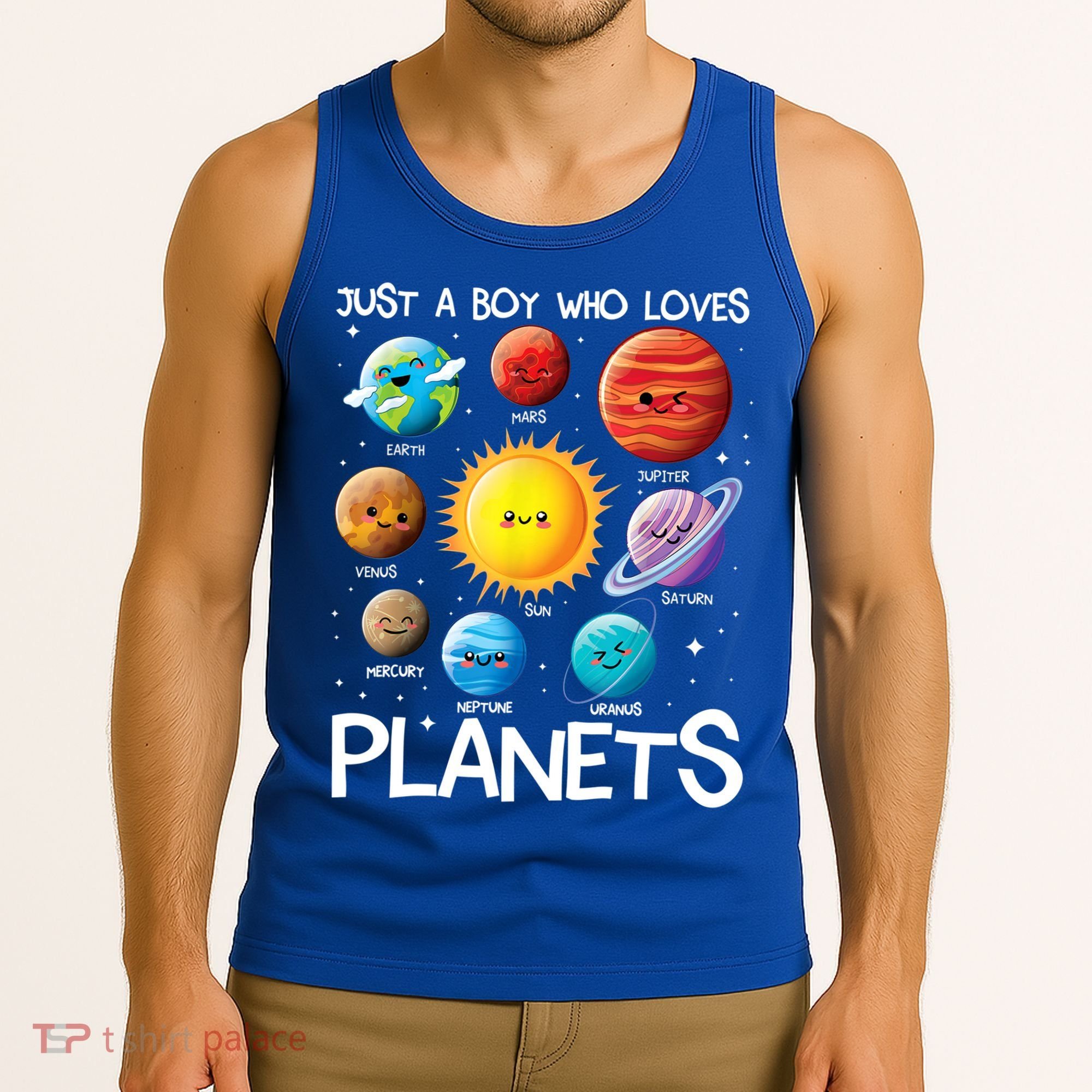 Just A Boy Who Loves Planets Solar System Space Science Gift Tank Top