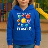 Just A Boy Who Loves Planets Solar System Space Science Gift Kids Hoodie thumb 3