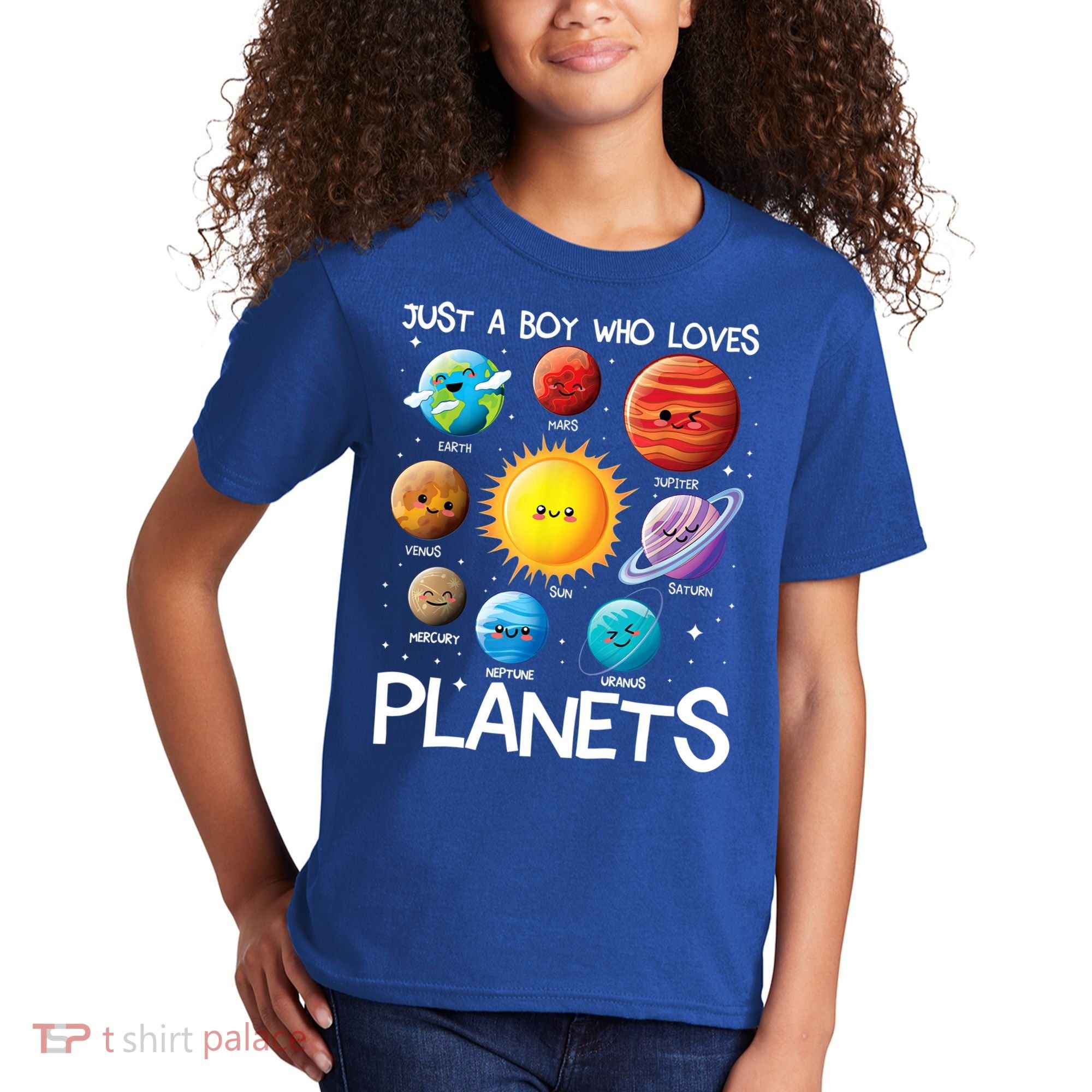 Just A Boy Who Loves Planets Solar System Space Science Gift Kids T-Shirt