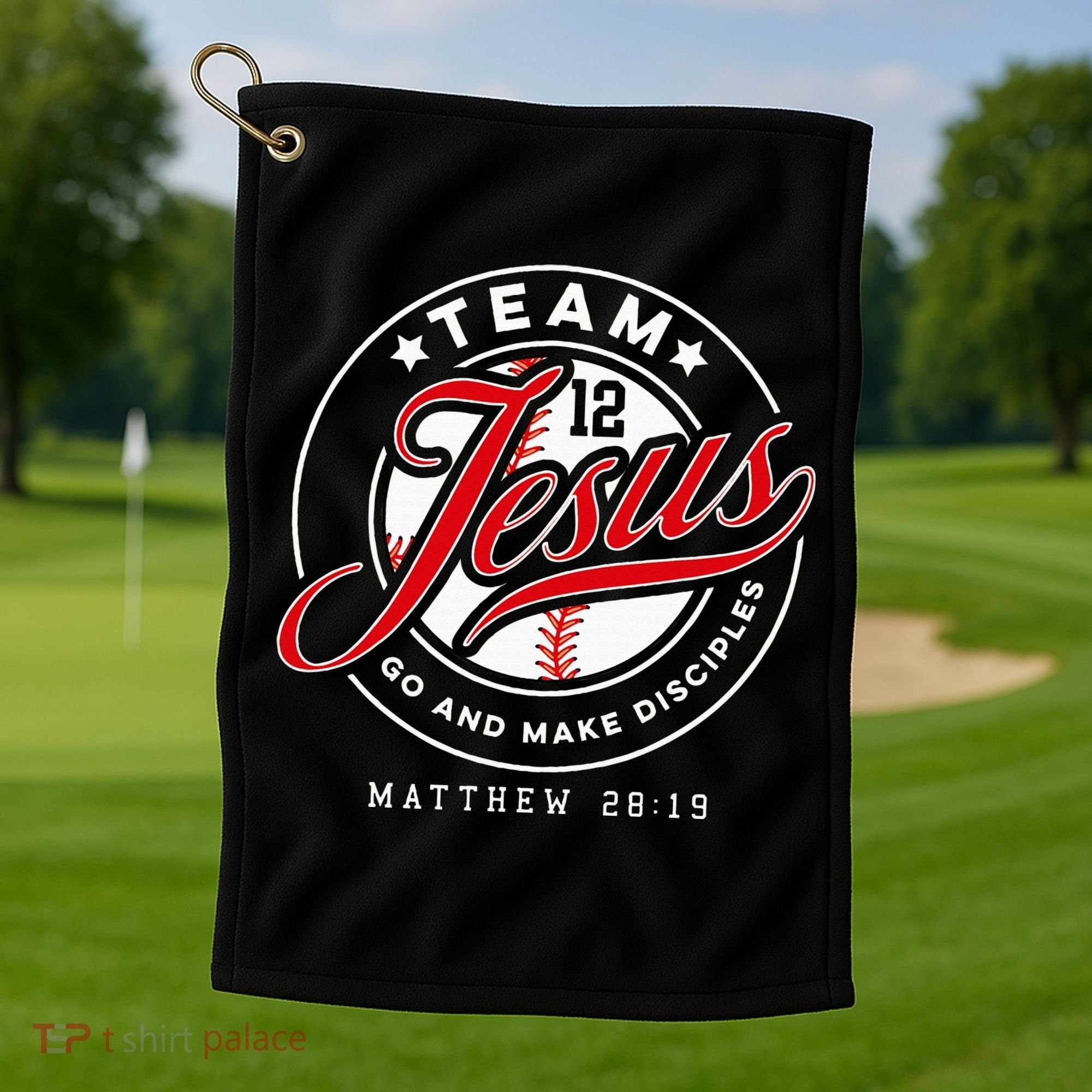 Jesus And Baseball Team Jesus Christian Matthew 2819 Verse Golf Towel