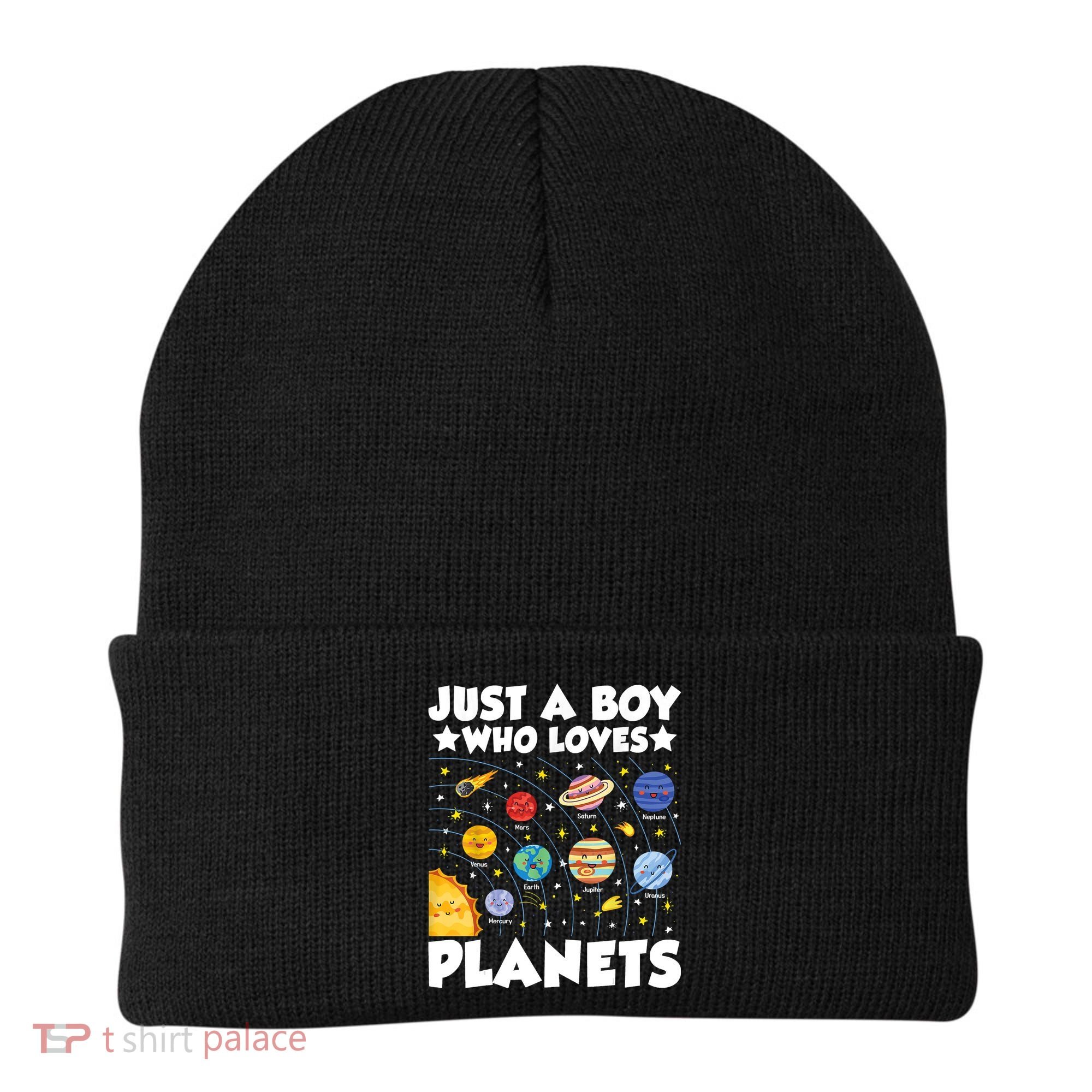 Just A Boy Who Loves Planets Solar System Space Science Geek Beanie