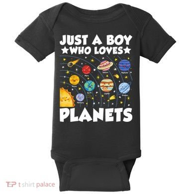Just A Boy Who Loves Planets Solar System Space Science Geek Baby Bodysuit
