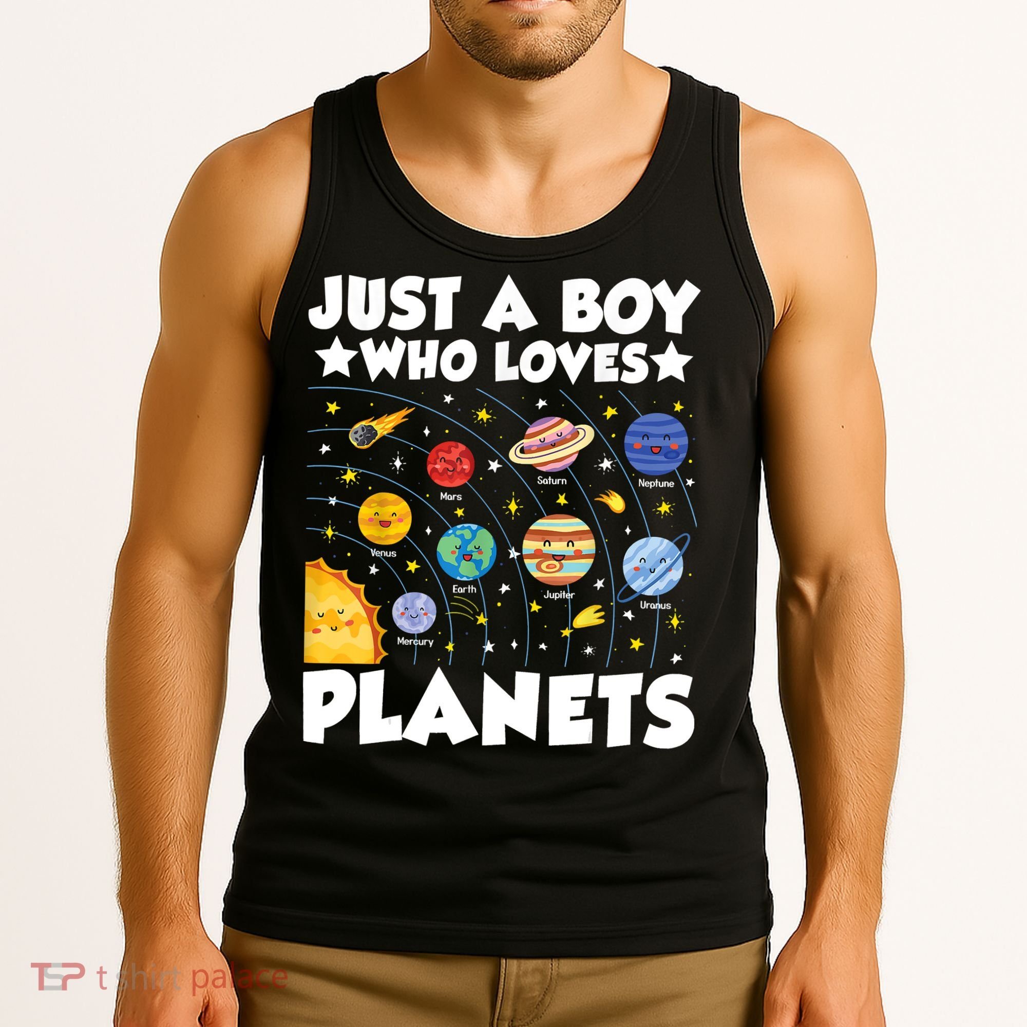 Just A Boy Who Loves Planets Solar System Space Science Geek Tank Top